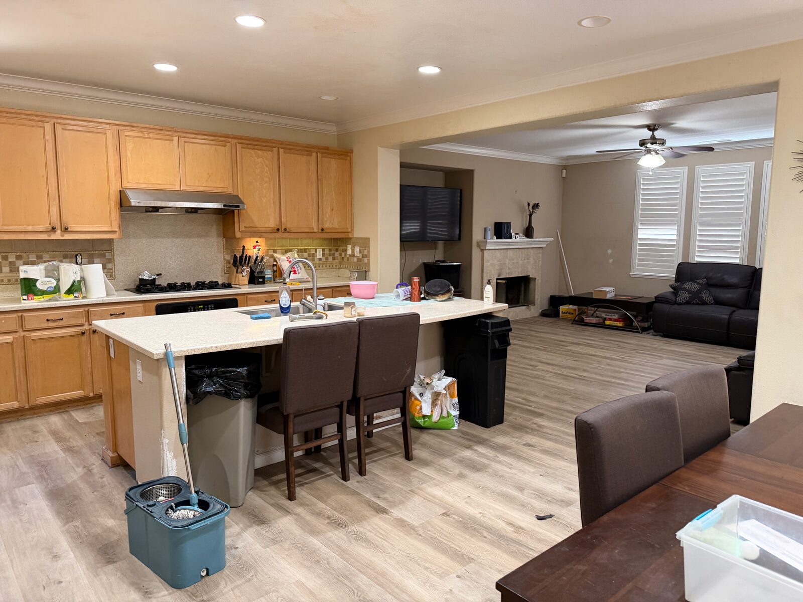 Kitchen open to living room